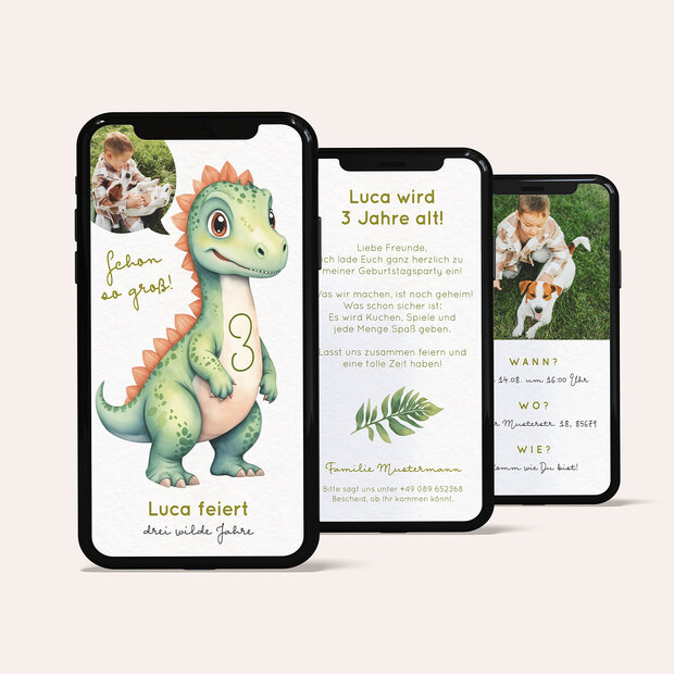 Kindergeburtstag Einladungskarten - Der Dino ist los
