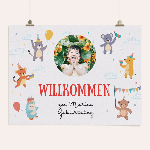 Kindergeburtstag Willkommensschilder - Lustige Zootiere