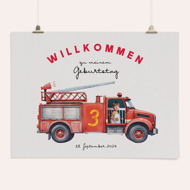 Kindergeburtstag Willkommensschilder - Feuerwehr Tatütata