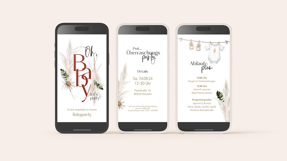 Digitale Einladungskarte „Boho Moho” Digitale Einladung mehrseitig
