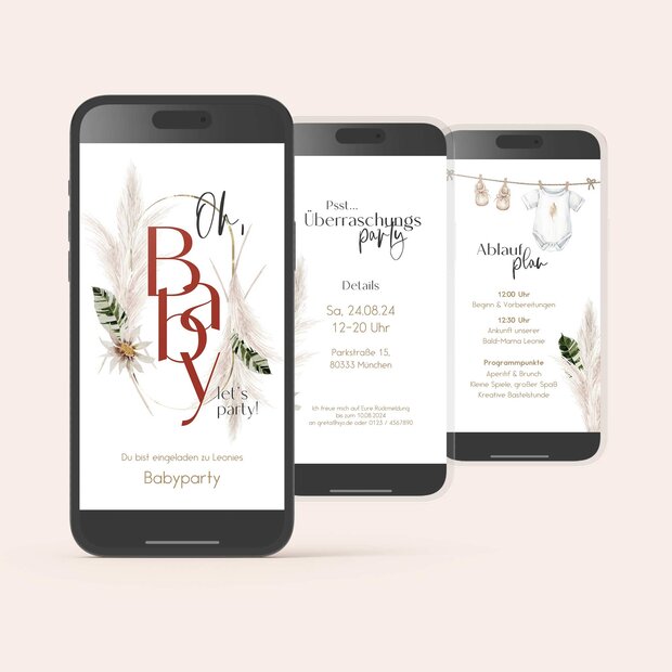 Babyparty Boho Moho - Digitale Einladungskarte „Boho Moho”