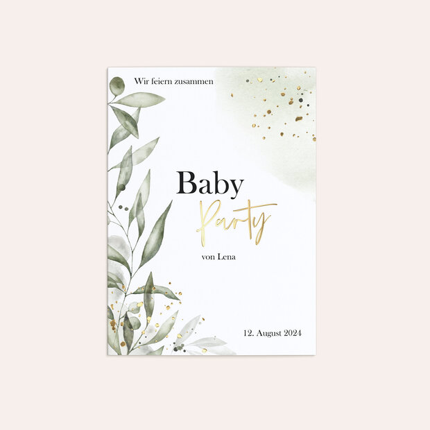 Babyparty Einladungskarten - Kleine Zweige