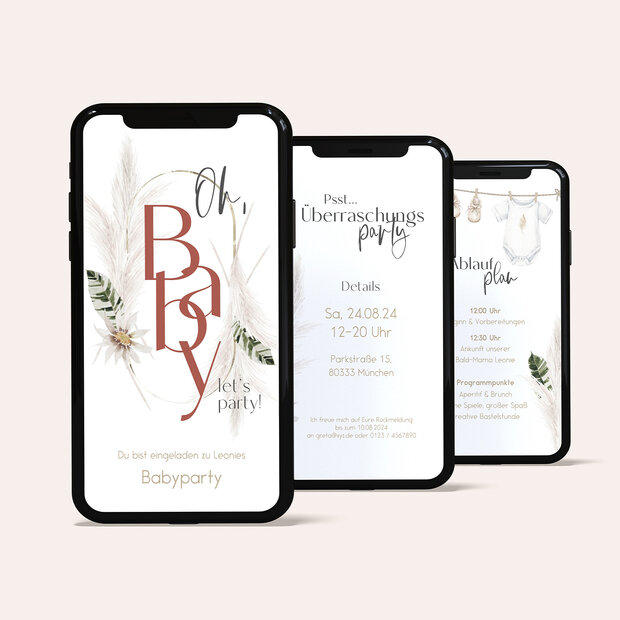 Babyparty Einladungskarten - Boho Moho