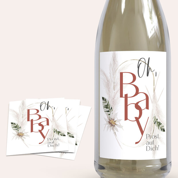 Babyparty Flaschenetiketten - Boho Moho