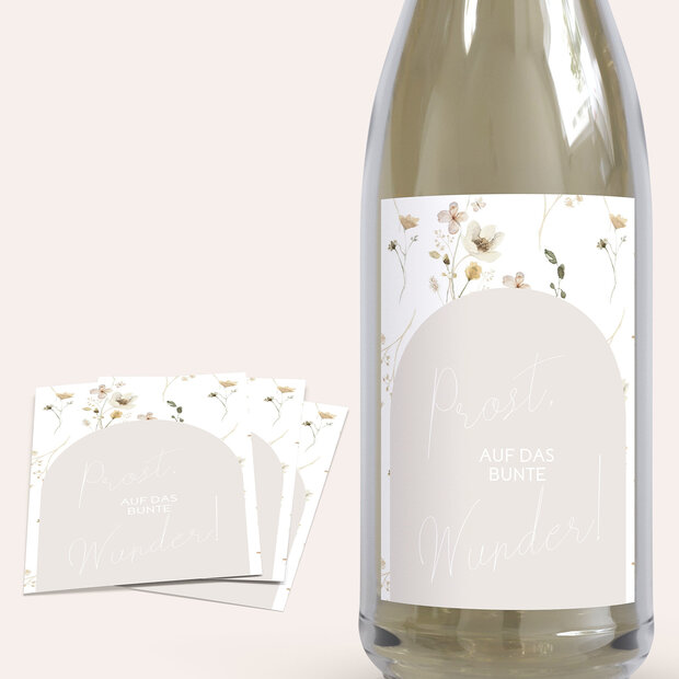 Babyparty Flaschenetiketten - Blumensinfonie