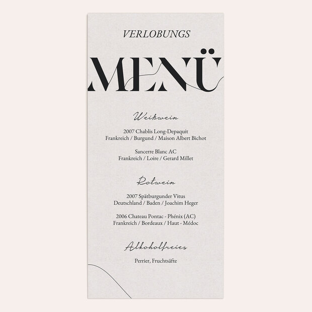 Verlobungsfeier Menükarten - Bold Type