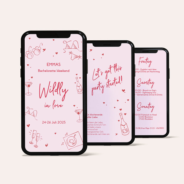 JGA Einladungskarten - Pinky Mood