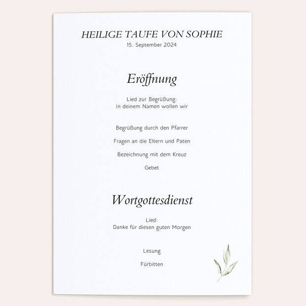 Einlegeblätter Taufe - Ölzweig