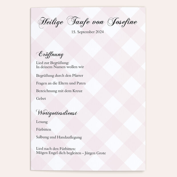 Einlegeblätter Taufe - Soft Gingham Baptism