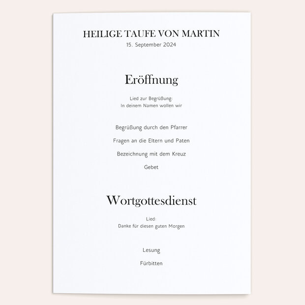 Einlegeblätter Taufe - Kleines Wunder