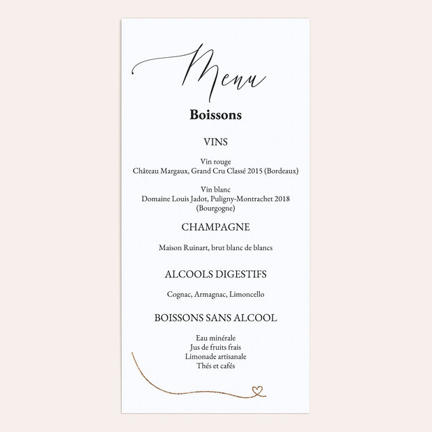 Menu mariage - L’essence de nous
