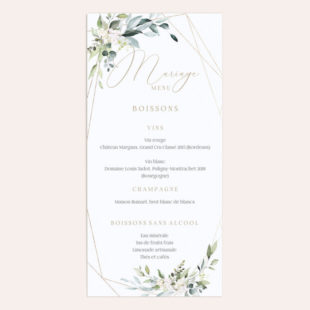 Menu mariage - Floraux tendres