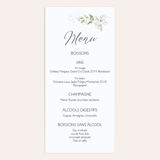 Menu mariage - Élégance chaleureuse