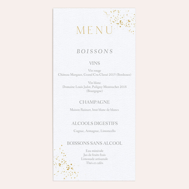 Menu mariage - Pluie d'étoiles
