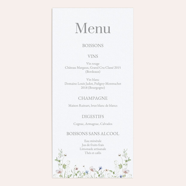Menu mariage - Vues de rêve