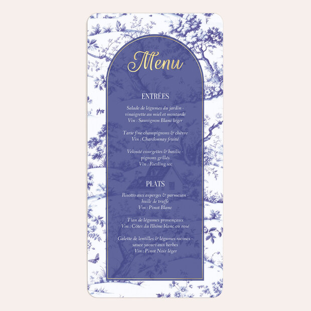 Menu mariage - Toile de Jouy