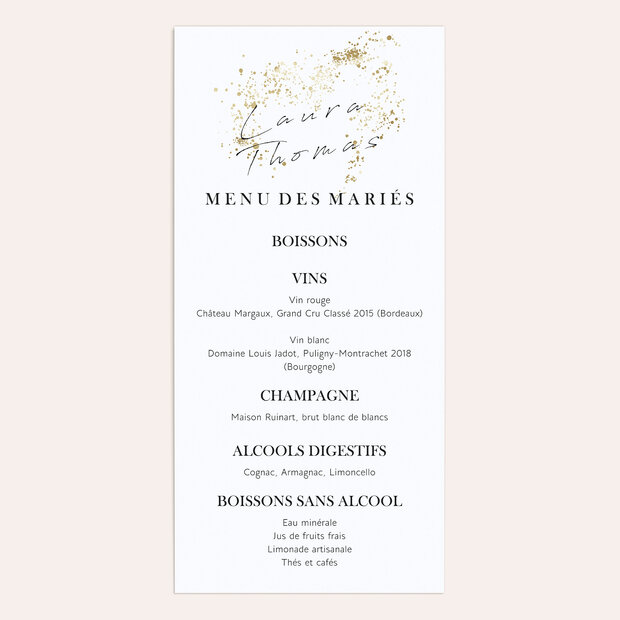 Menu mariage - Étincelle de joie