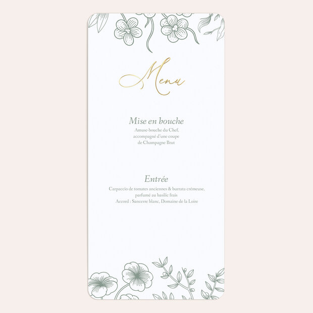 Menu mariage - Jeu de pétales