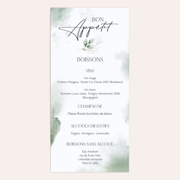 Menu mariage - Élégance gracieuse
