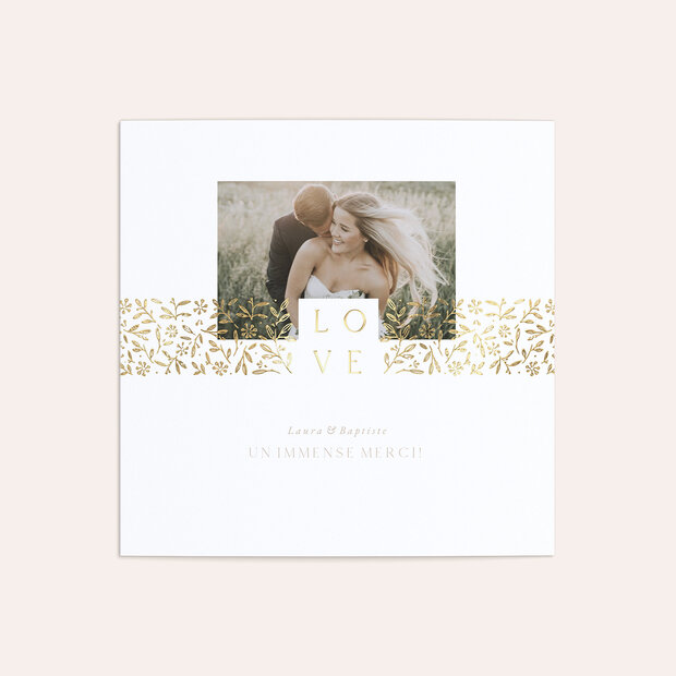 Remerciement mariage - Or et sobriété