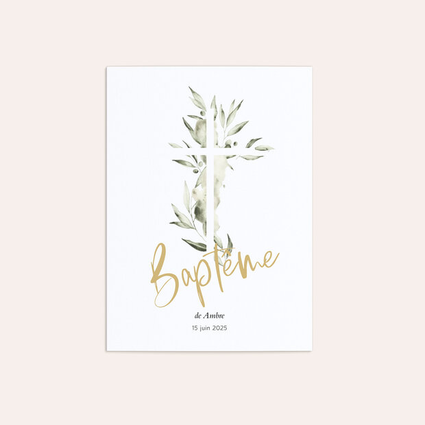 Faire-part baptême - Branche d'olivier