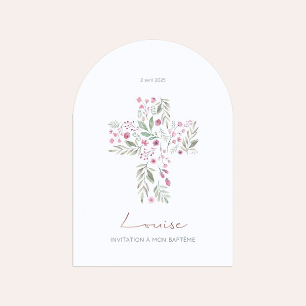 Faire-part baptême - Bourgeons Roses