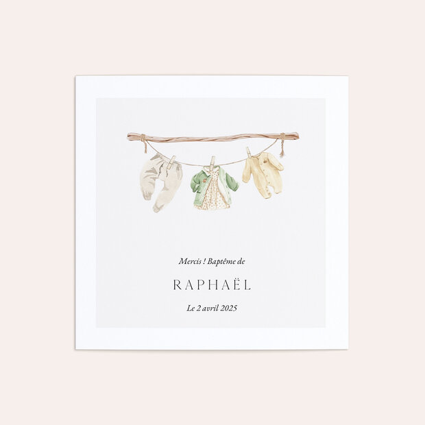 Remerciement baptême - Petite robe dans le vent