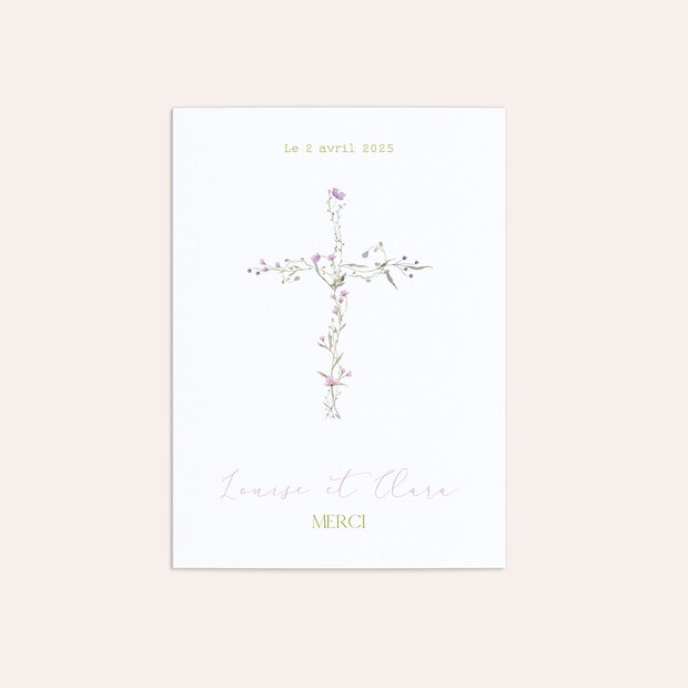 Remerciement baptême - Croix de fleurs