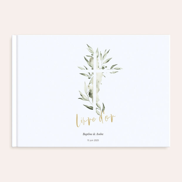 Livre d'or baptême - Branche d'olivier