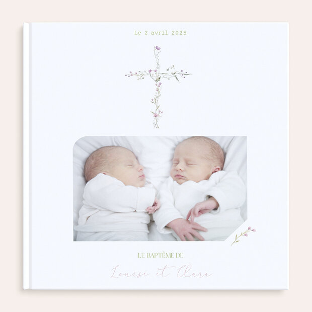 Album photo baptême - Croix de fleurs