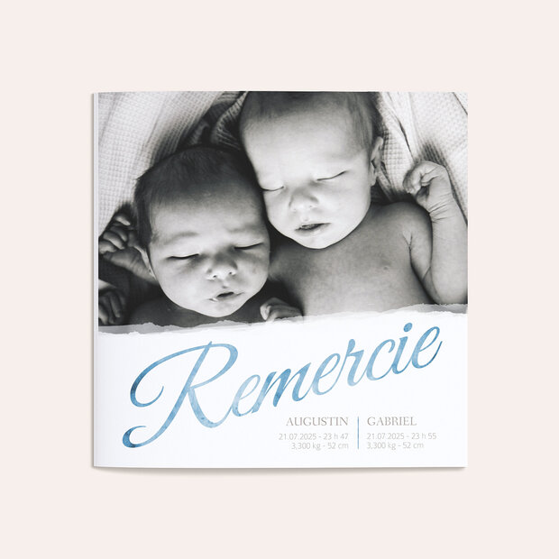 Remerciement naissance - Bébé jumeaux