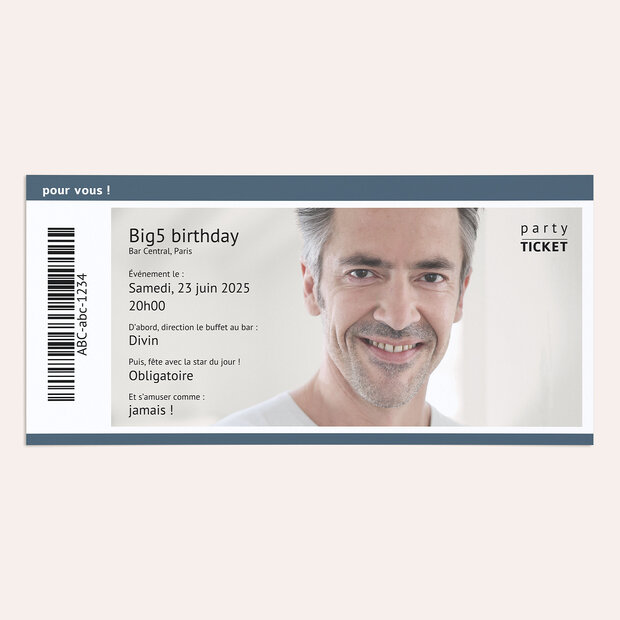 Invitation anniversaire 50 ans - Pass soirée 50