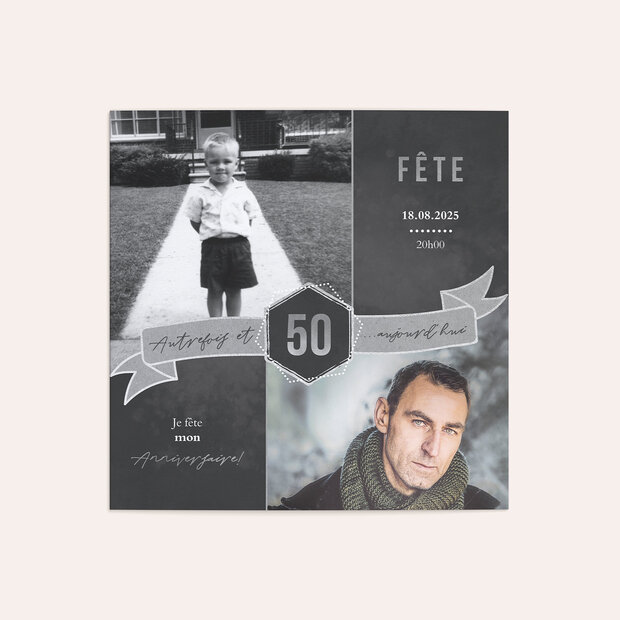 Invitation anniversaire 50 ans - Hier vs. aujourd’hui 50