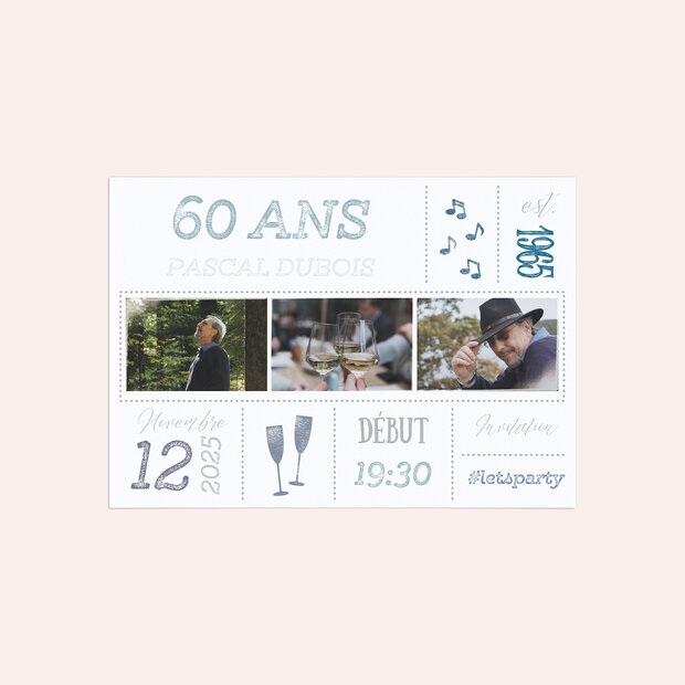 Invitation anniversaire 60 ans - Affaire de date 60