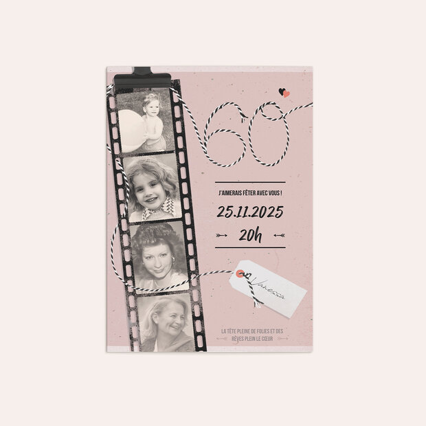 Invitation anniversaire 60 ans - Pellicule 60