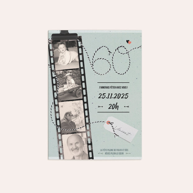 Invitation anniversaire 60 ans - Pellicule 60