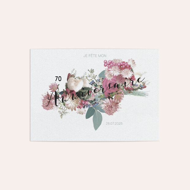 Invitation anniversaire 70 ans - Valse des fleurs 70