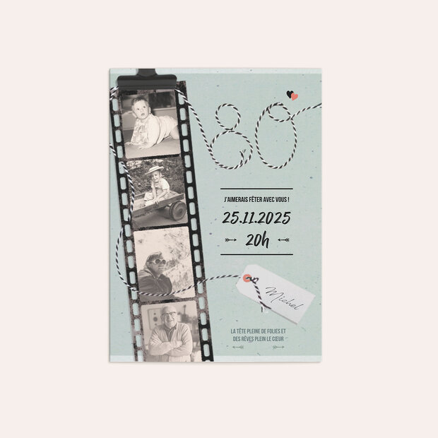 Invitation anniversaire 80 ans - Pellicule 80