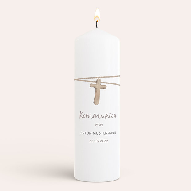 Kommunionkerzen - Holzkreuz