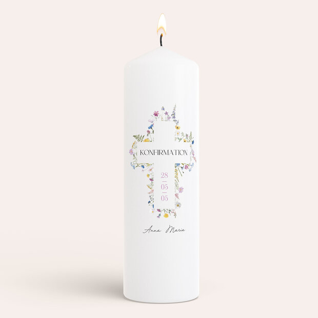 Konfirmationskerzen - Bunter Blütensegen