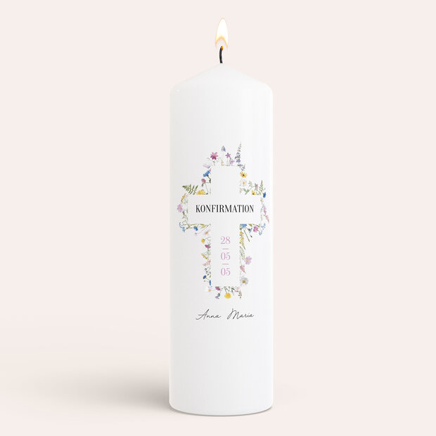 Konfirmationskerzen - Bunter Blütensegen