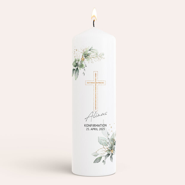 Konfirmationskerzen - Umranktes Kreuz