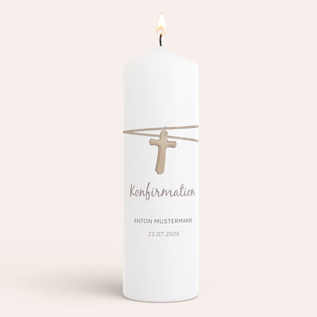 Konfirmationskerzen - Holzkreuz