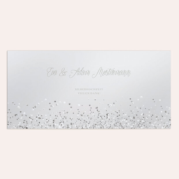 Danksagungskarten Silberhochzeit - Silber-Geflitter