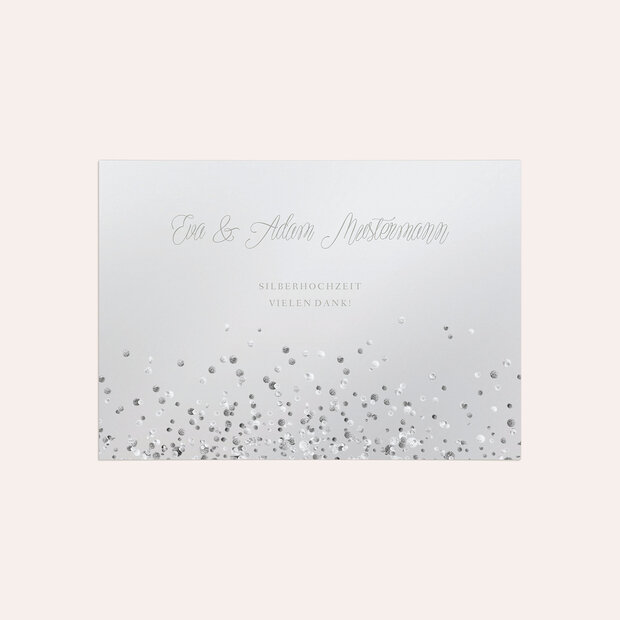 Danksagungskarten Silberhochzeit - Silber-Geflitter