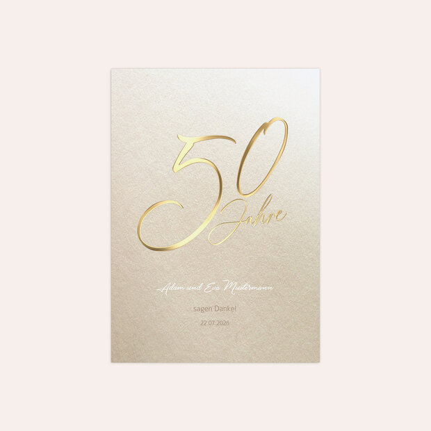 Danksagungskarten Goldene Hochzeit - Goldglanz