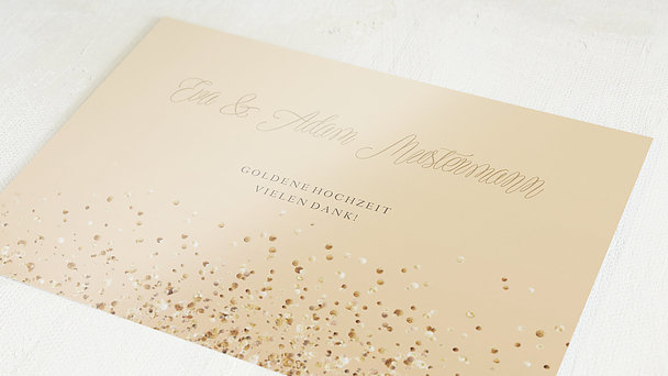 Danksagungskarten Goldene Hochzeit - Gold-Geflitter