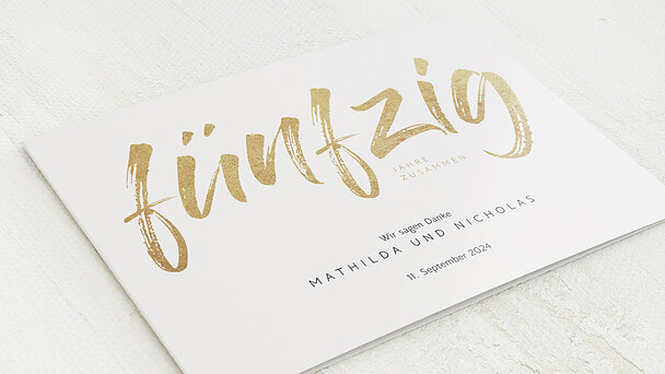 Danksagungskarten Goldene Hochzeit - Goldener Jahrestag