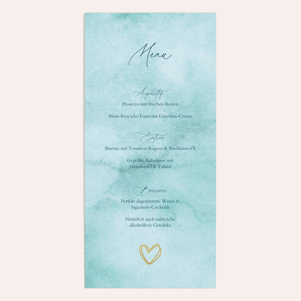 Menükarte Hochzeit - Teal Elegance