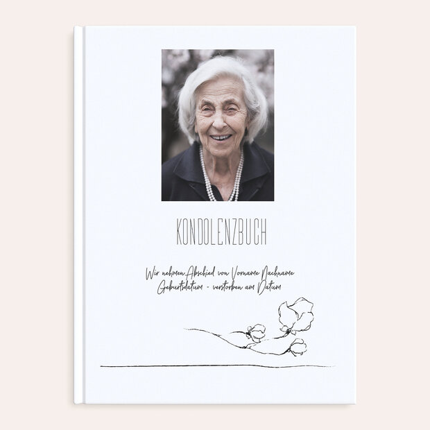Kondolenzbuch - Weiße Rosen